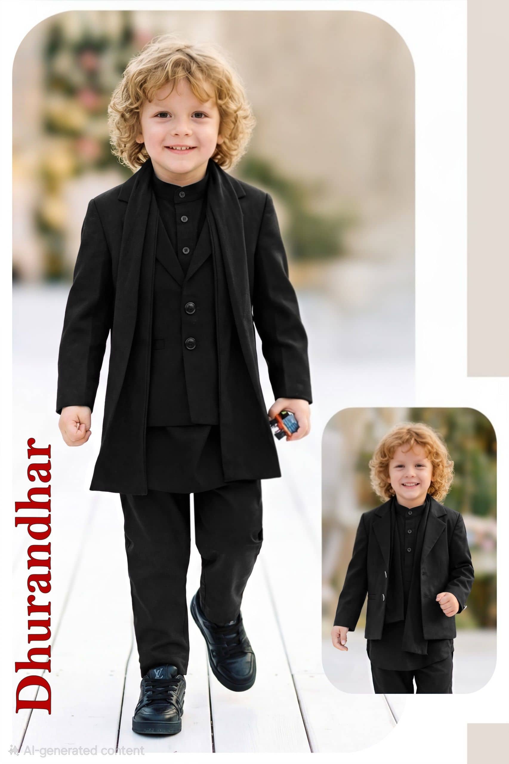 Boys Black Ethnic Sherwani — Boys Ethnic Wear at Nouman Kids Wear, Adilabad